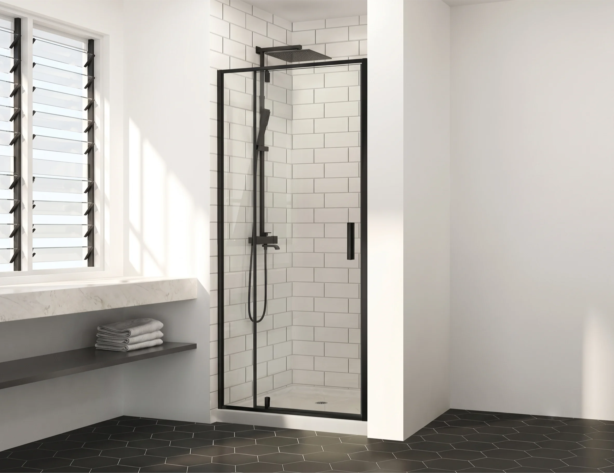 PORTE DE DOUCHE PIVOTANTE 36"